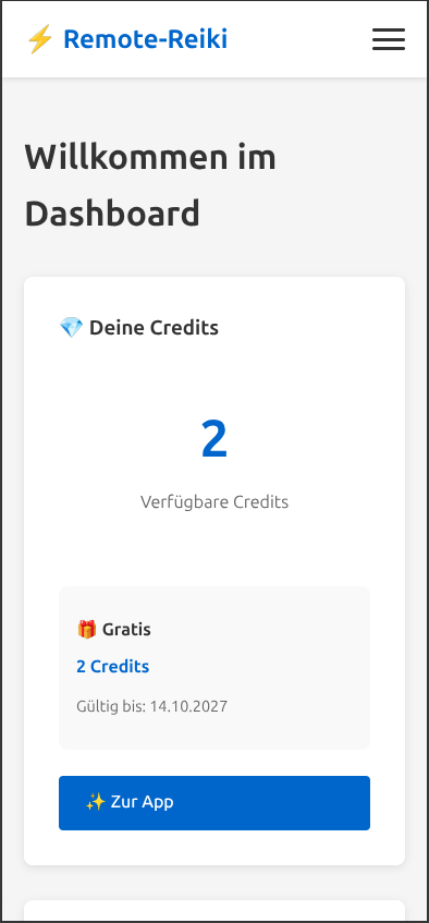Gehe zur Remote-Reiki Anwendung - App aufrufen